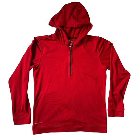 Nike Dri-Fit Red 1/4 Zip Hoodie Men’s Small Long Sleeve Running Top - Picture 2 of 7